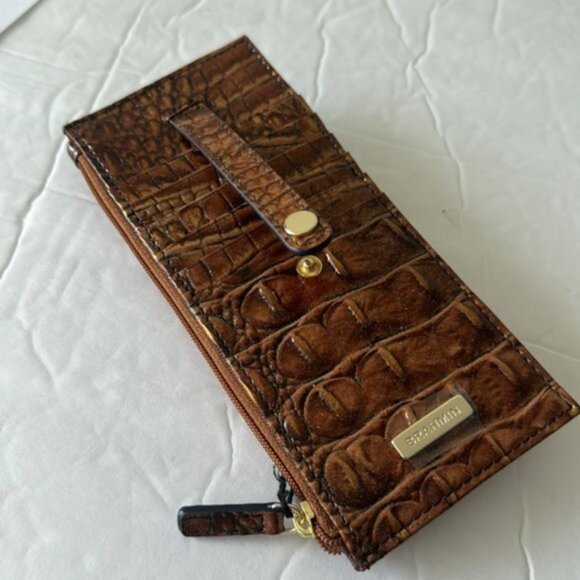 Brahmin Card Case Mystical Ombre Melbourne Wallet Croc-Embossed Leather Brown - Picture 9 of 14